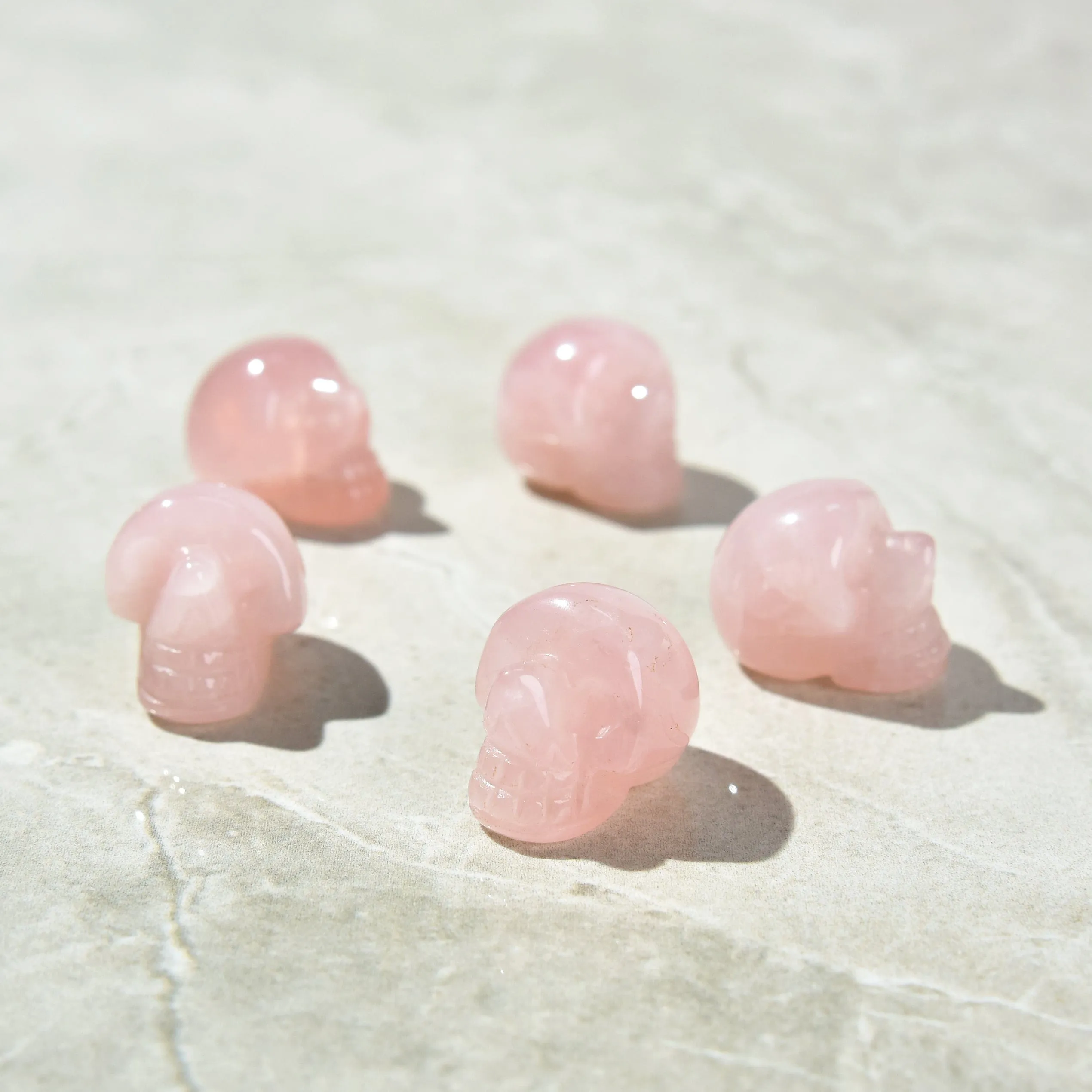 1 Rose Quartz Skull Natural Gemstone Carving