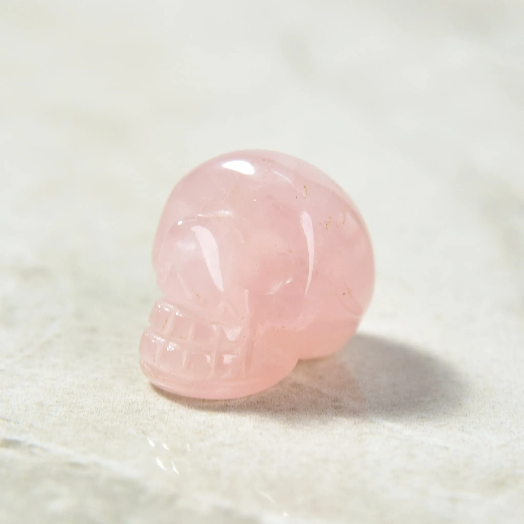 1 Rose Quartz Skull Natural Gemstone Carving