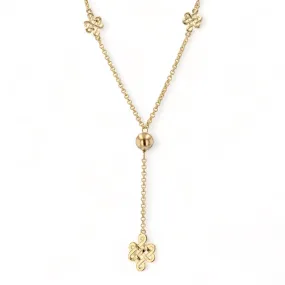 10k yellow gold clover necklace-9001