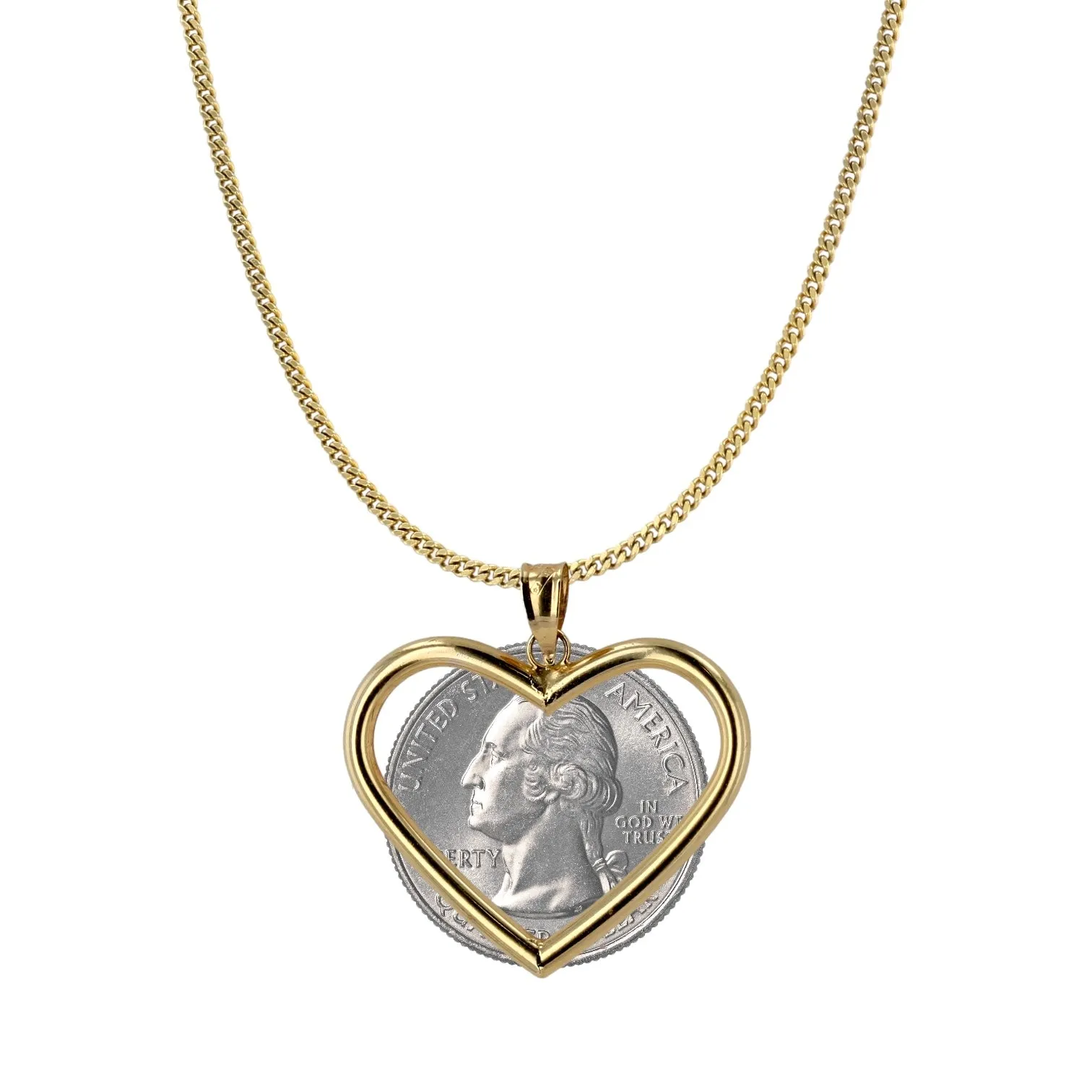 10k yellow gold heart necklace-50025