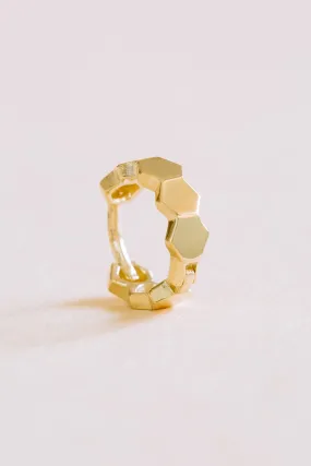 14K Solid Gold Jewelry Hexagon Piercing Earring Hoop Ring