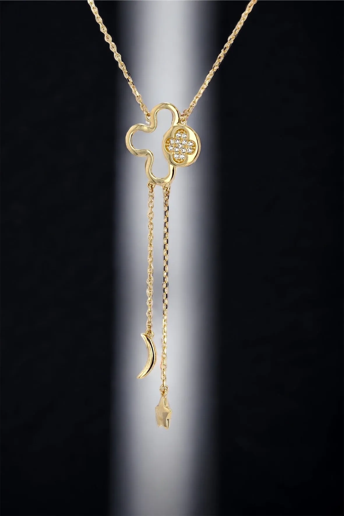 14K Yellow gold lucky clover necklace