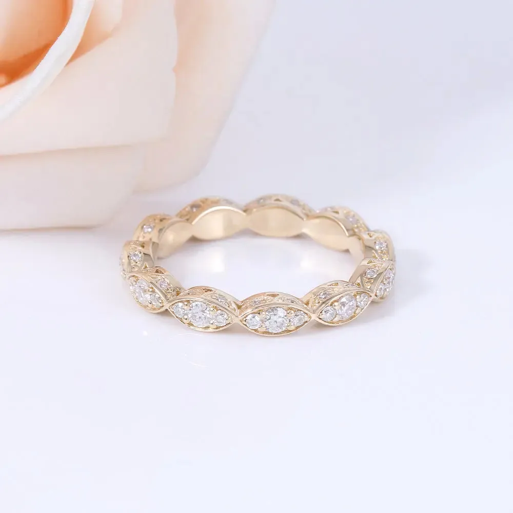 14k Yellow Gold Moissanite Eternity Ring / Wedding Band