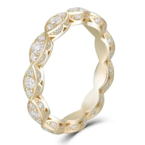 14k Yellow Gold Moissanite Eternity Ring / Wedding Band