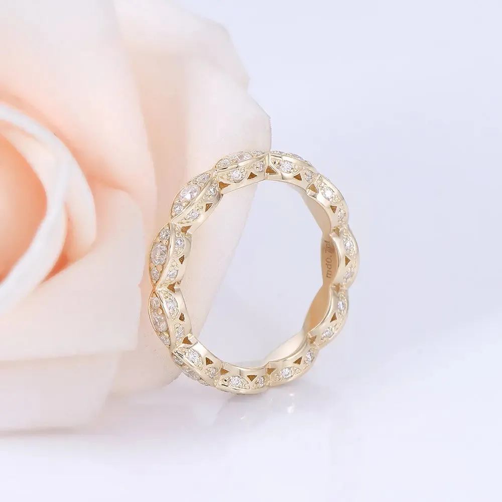 14k Yellow Gold Moissanite Eternity Ring / Wedding Band