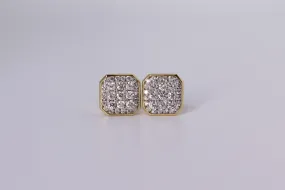 14K Yellow Gold Square Earrings 1.00Ctw