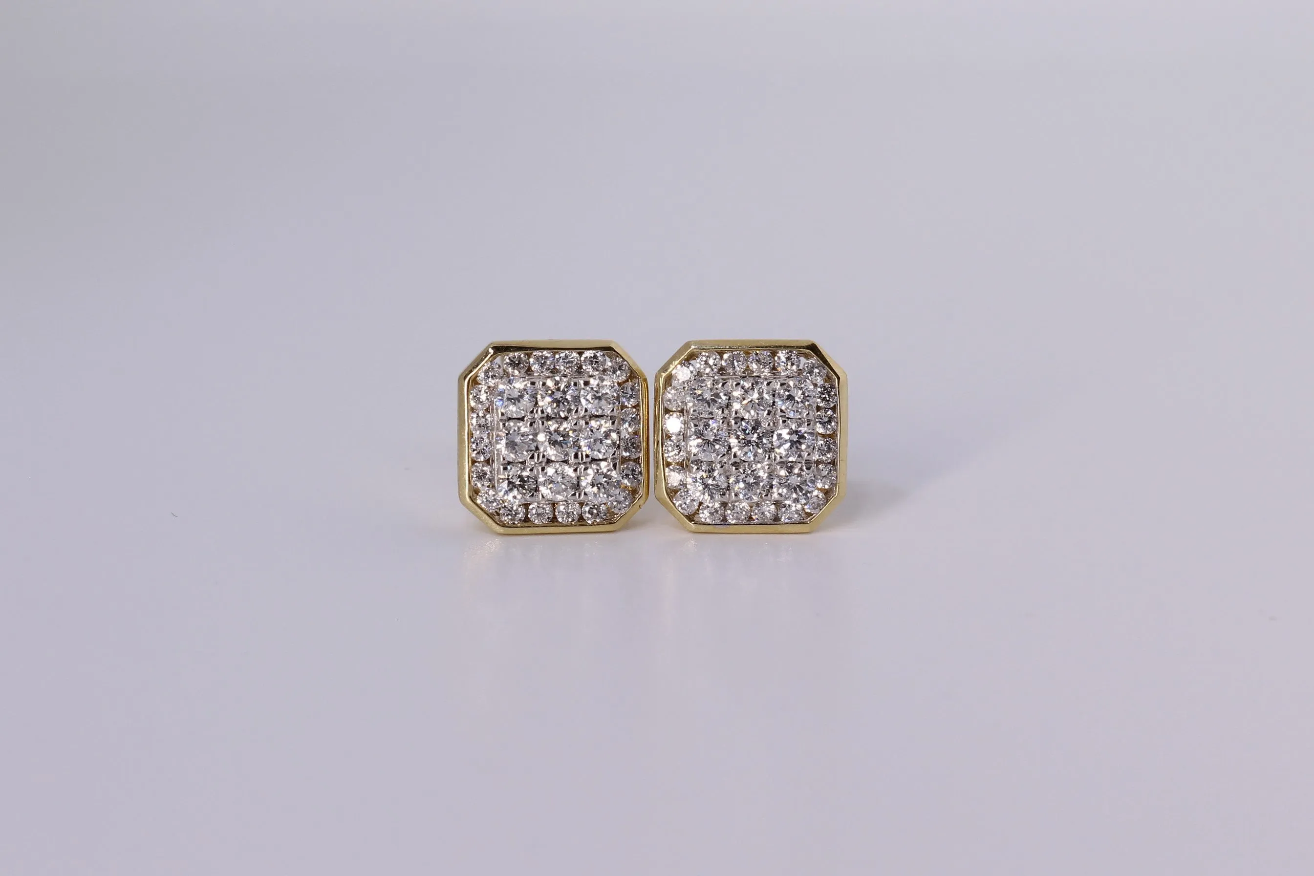 14K Yellow Gold Square Earrings 1.00Ctw