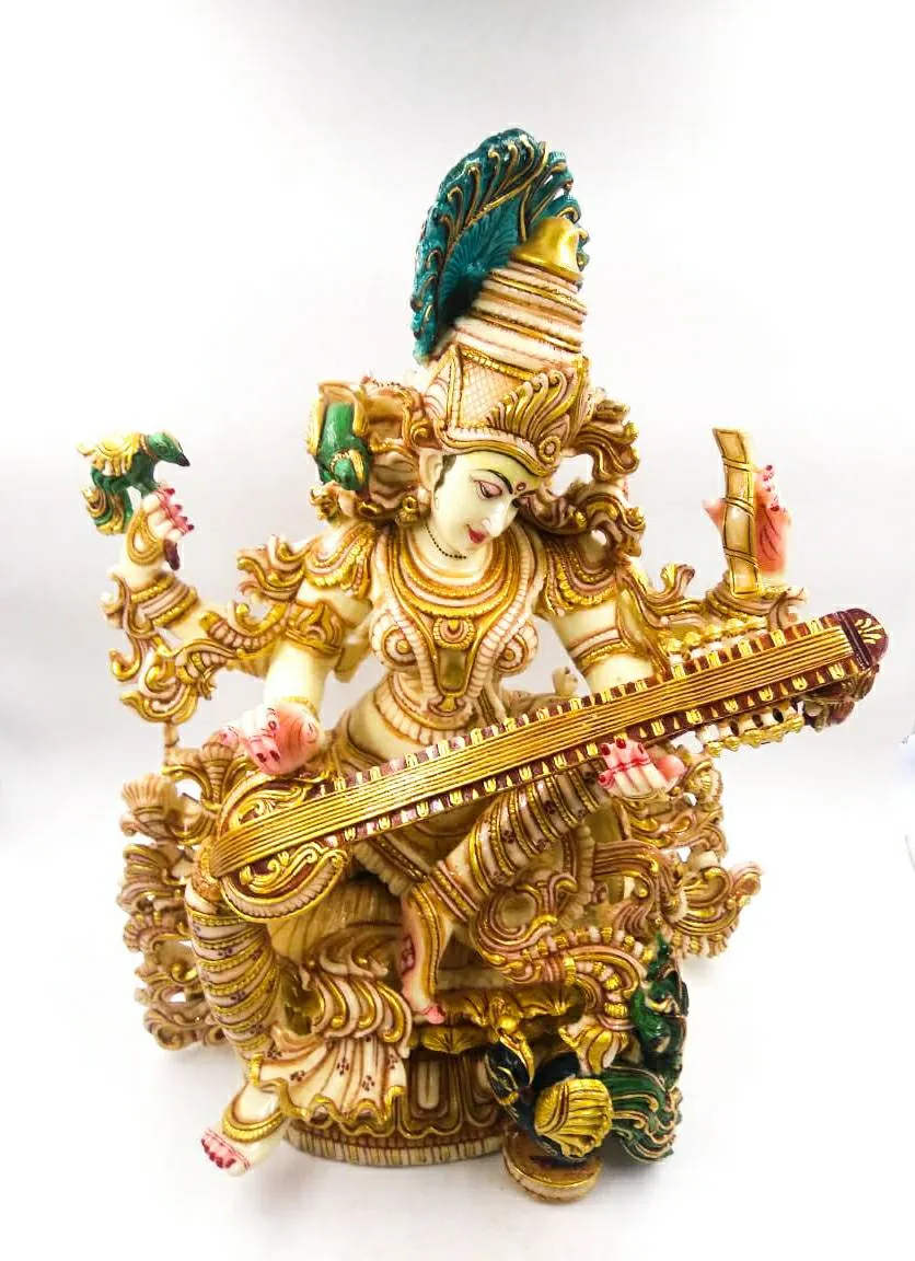 18" SARASWATI SITTING VEENA PAINTING