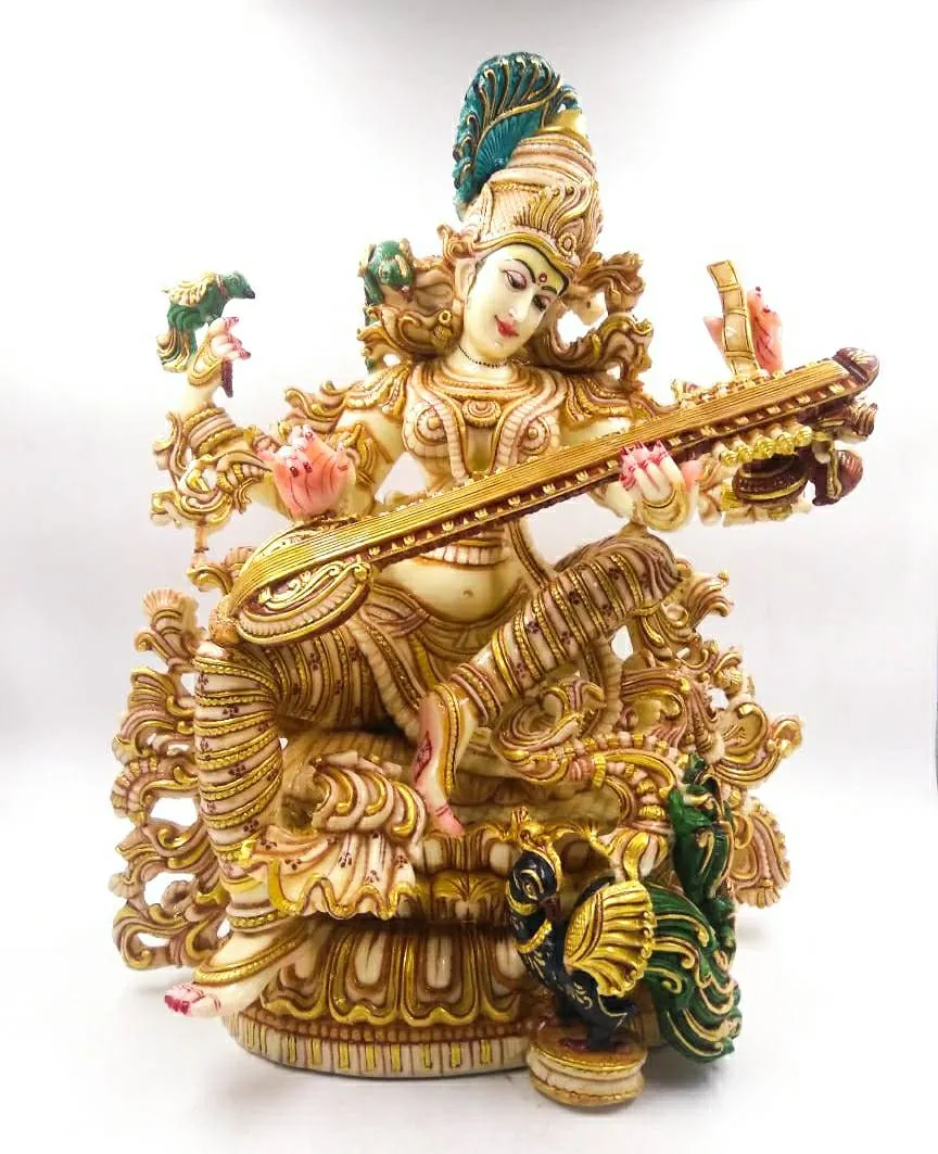 18" SARASWATI SITTING VEENA PAINTING