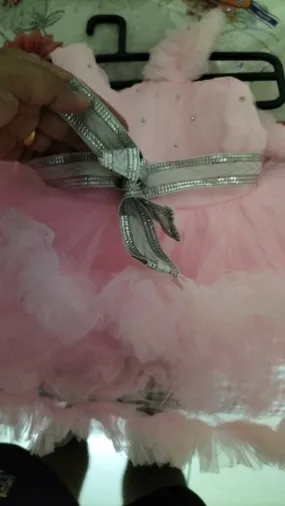 1st Birthday FANCY KIDSWEAR Pink Colour Layered Frock/Dress for Baby Girl