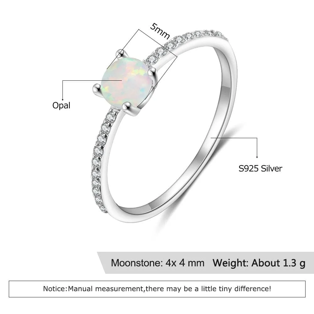 2 Pcs/Set Stackable Opal Ring - 925 Sterling Silver