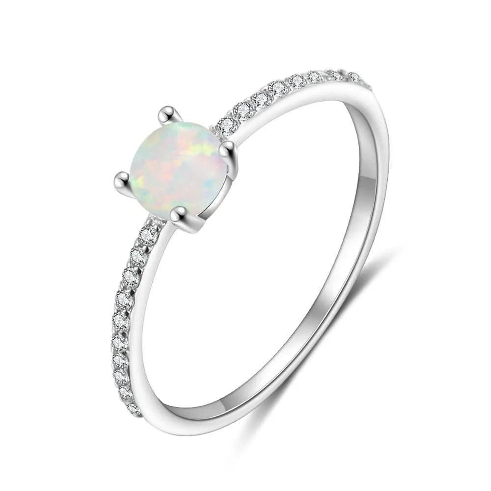 2 Pcs/Set Stackable Opal Ring - 925 Sterling Silver