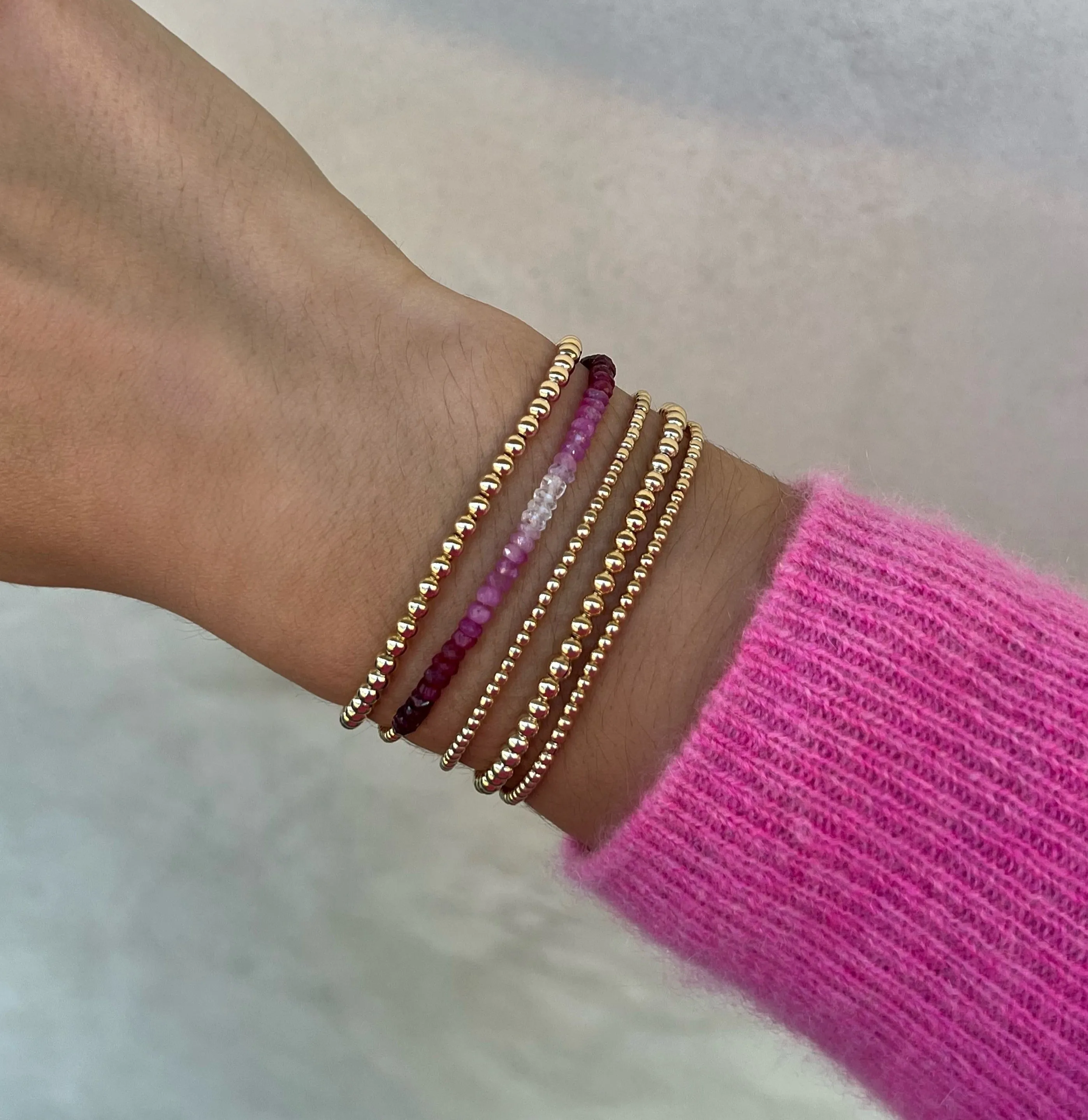 2MM Signature Bracelet with Ruby Ombré