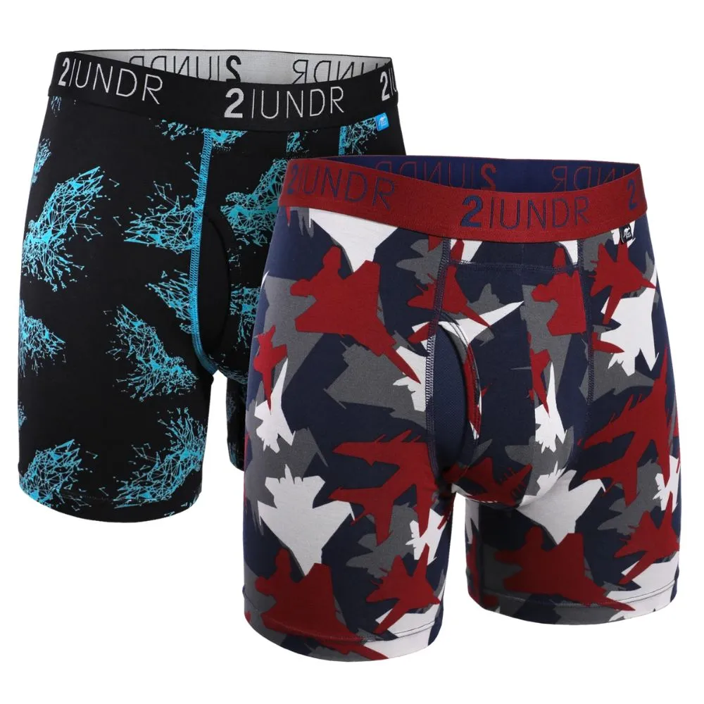 2UNDR Men's Swing Shift Prints Boxer Briefs - 2 Pack