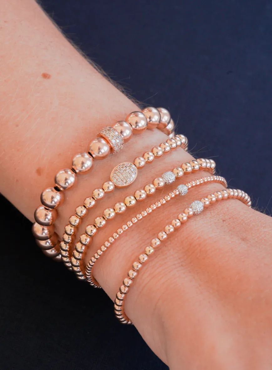 3MM Signature Rose Gold Bracelet with 14K Diamond Bead