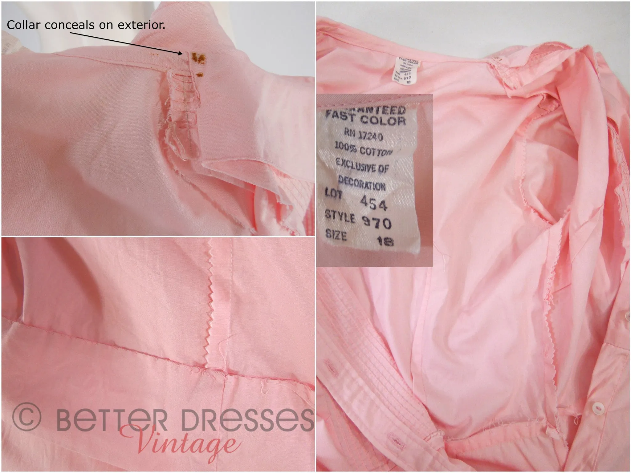 60s Shirtwaist Dress in Pink Cotton - med, lg