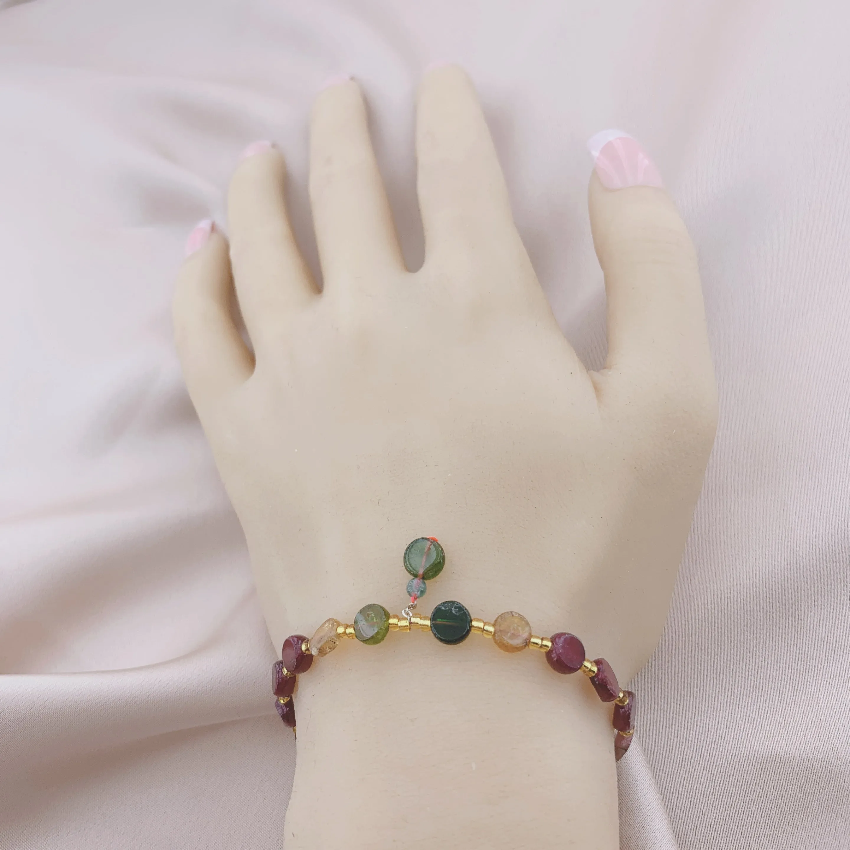 925 Silver Tourmaline Beads Gemstone Bracelet