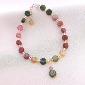 925 Silver Tourmaline Beads Gemstone Bracelet