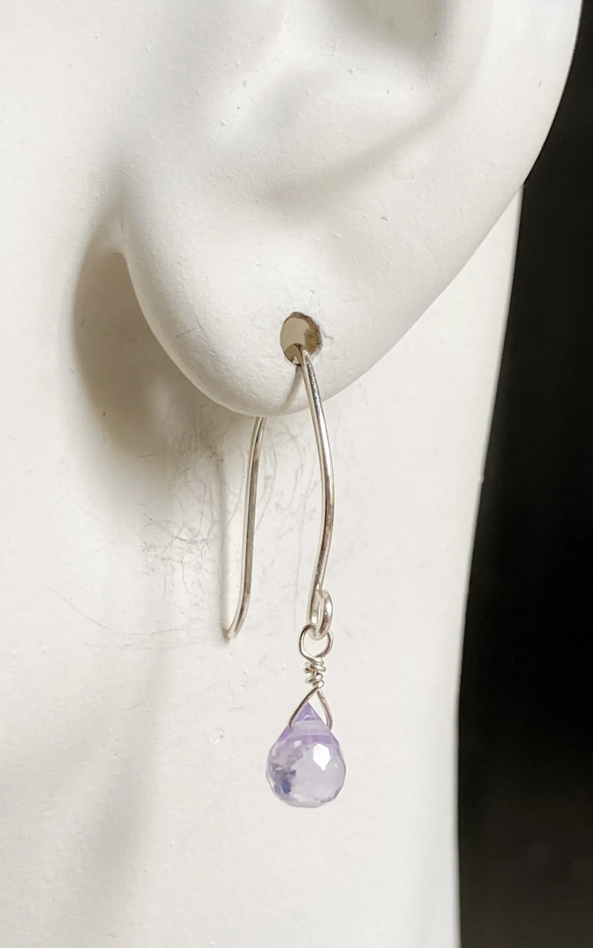 A little purple raindrop - sterling silver earrings