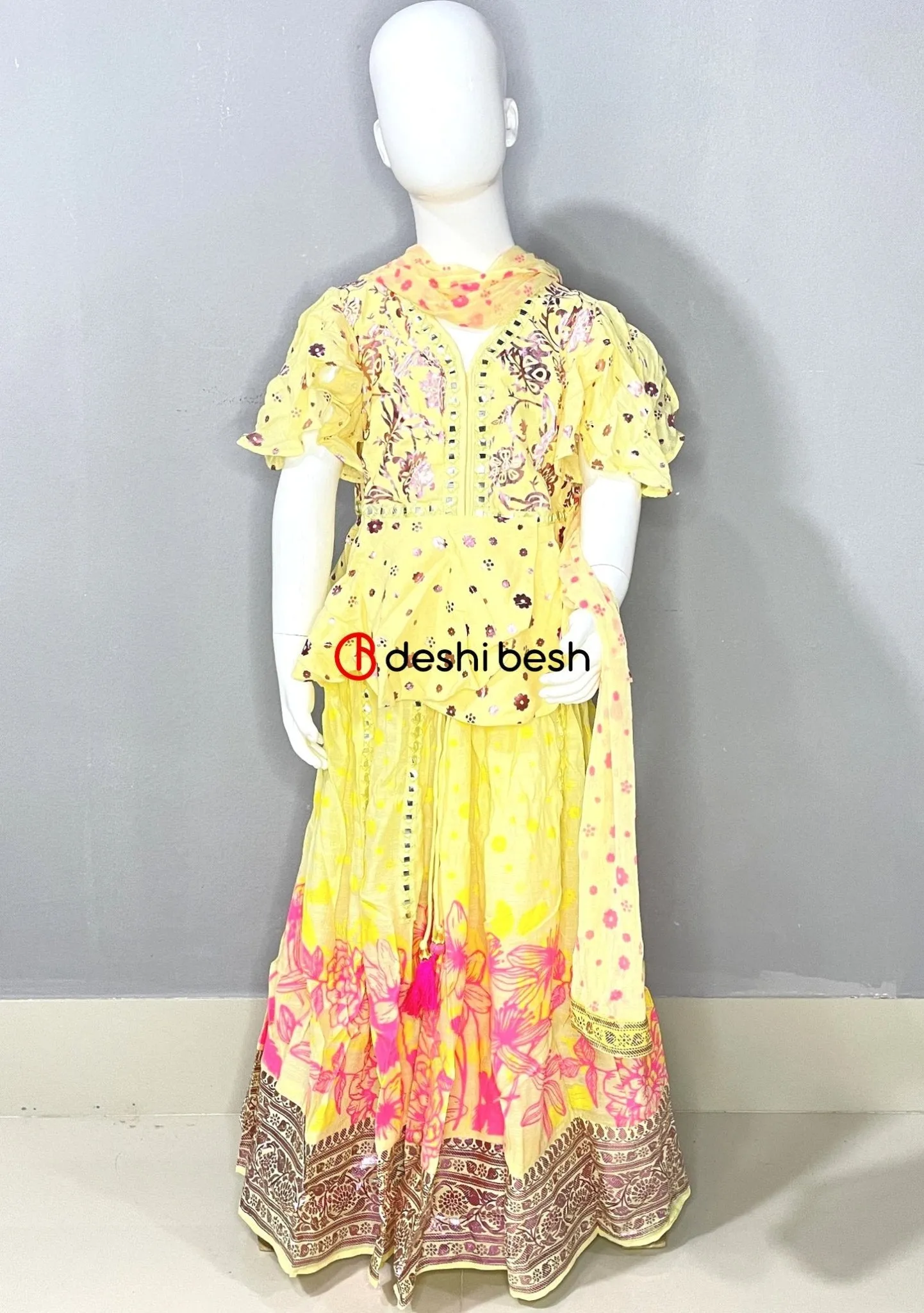 Aarong Printed Embroidered Linen Ghagra Choli