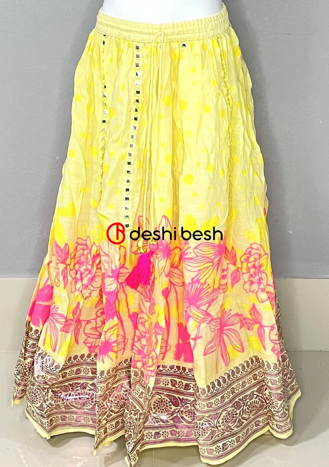 Aarong Printed Embroidered Linen Ghagra Choli