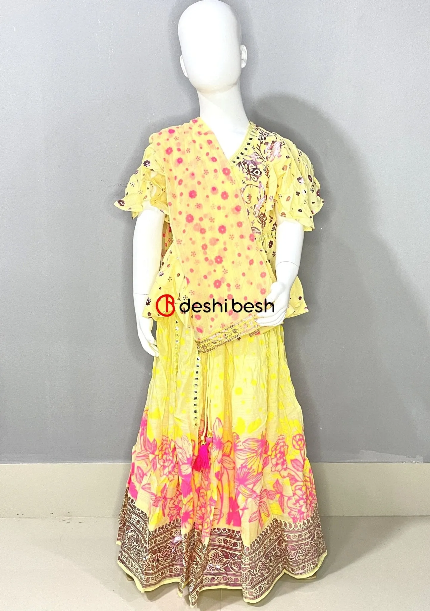 Aarong Printed Embroidered Linen Ghagra Choli