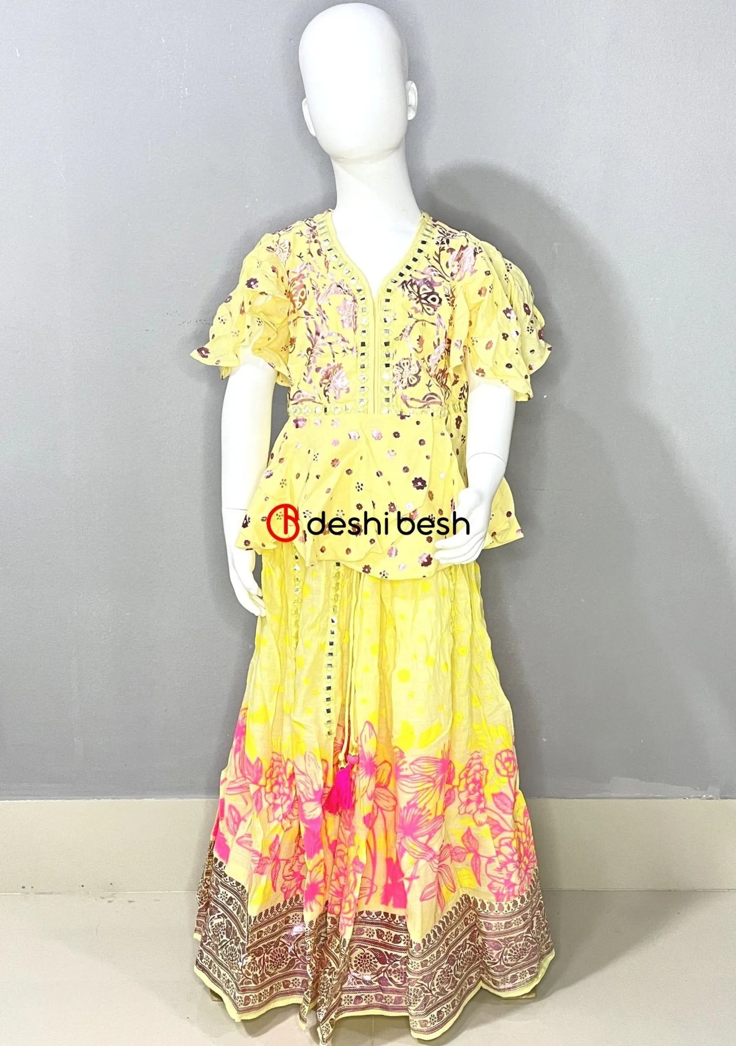 Aarong Printed Embroidered Linen Ghagra Choli