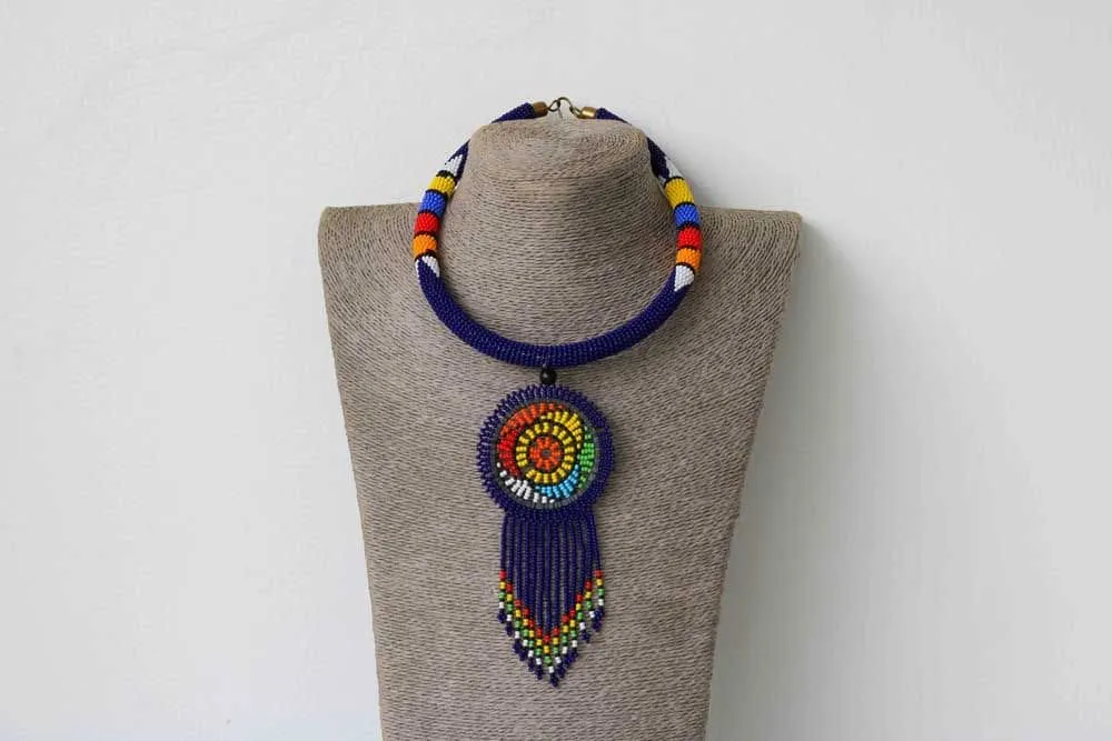 African beaded necklace, Statement necklace, Beaded Necklace for women, Moms gift, Christmas Gift for her, Zulu beaded necklace