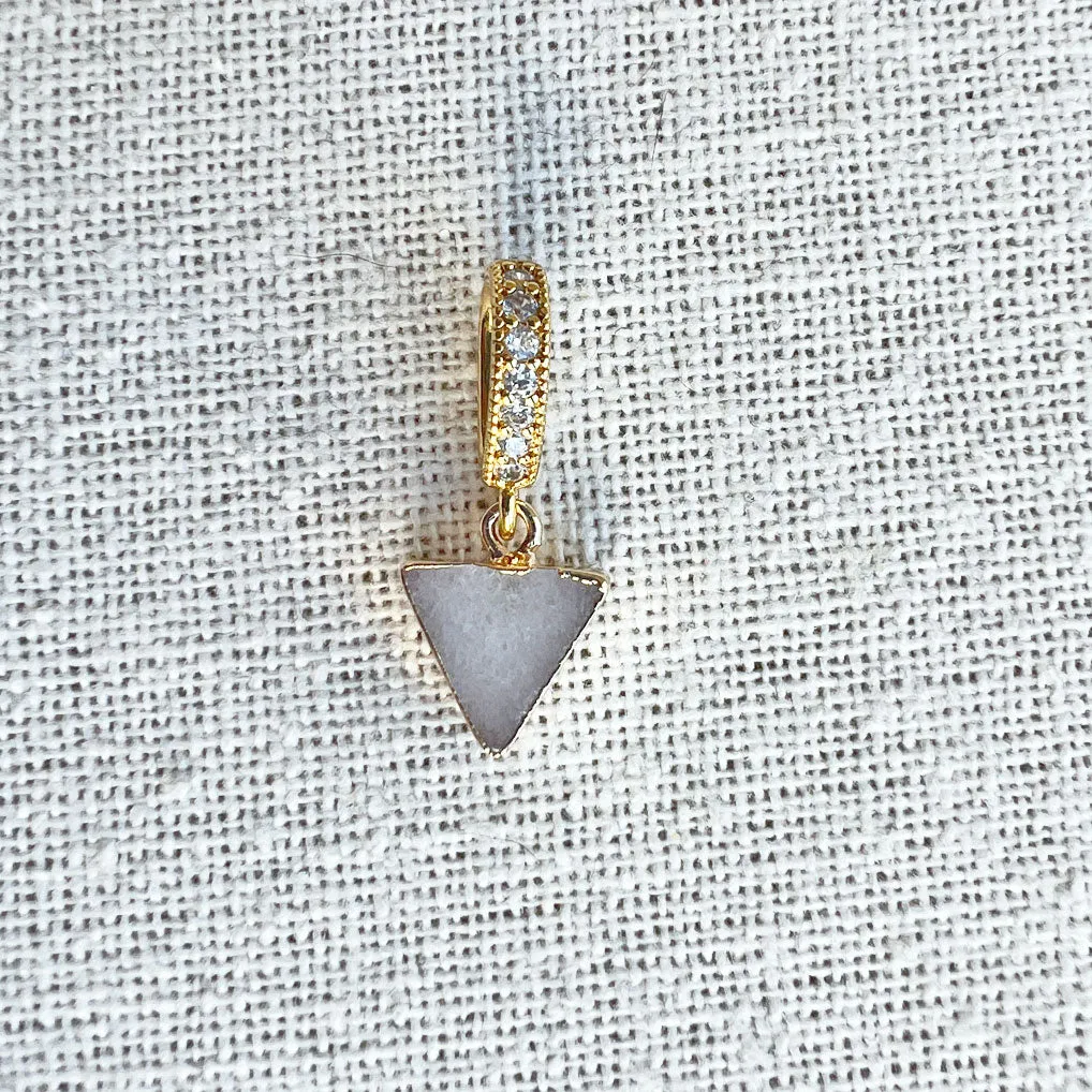 Agate Pendant, Pave Connector Gold