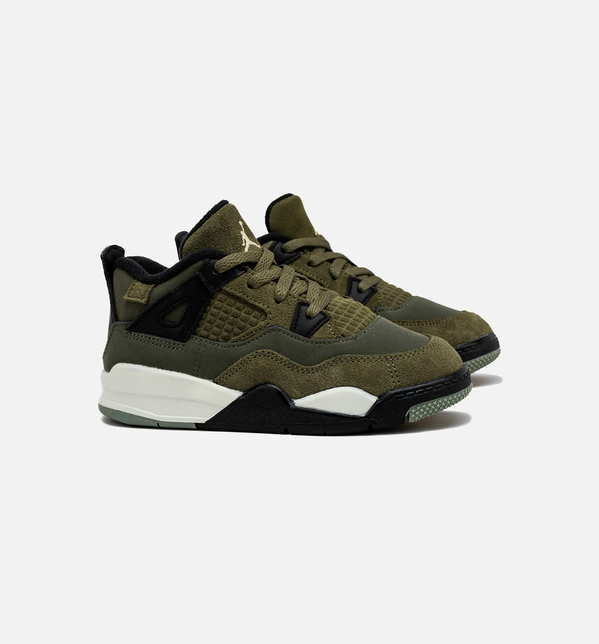 Air Jordan 4 Retro Craft Olive Infant Toddler Lifestyle Shoe - Medium Olive/Black