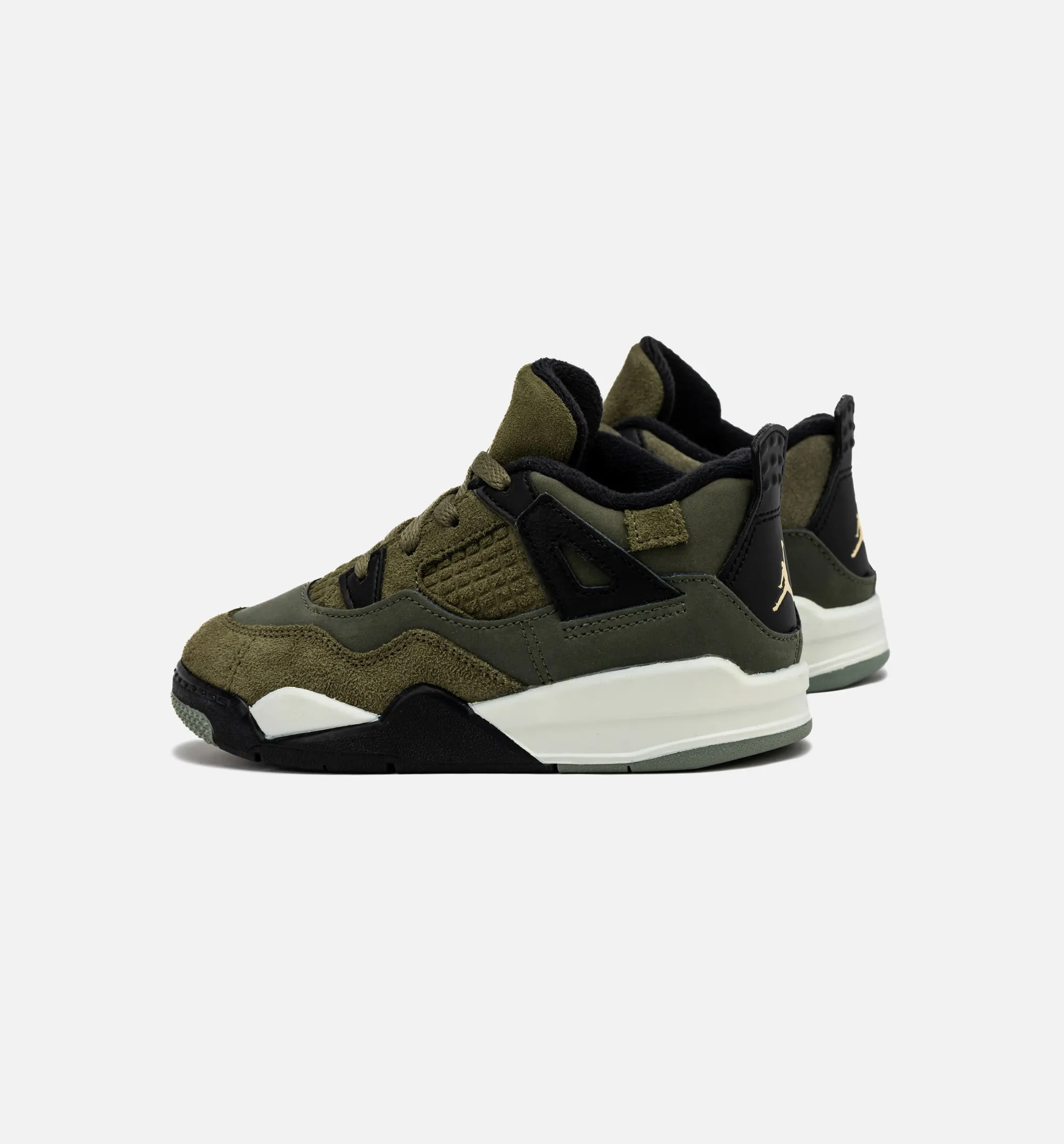 Air Jordan 4 Retro Craft Olive Infant Toddler Lifestyle Shoe - Medium Olive/Black