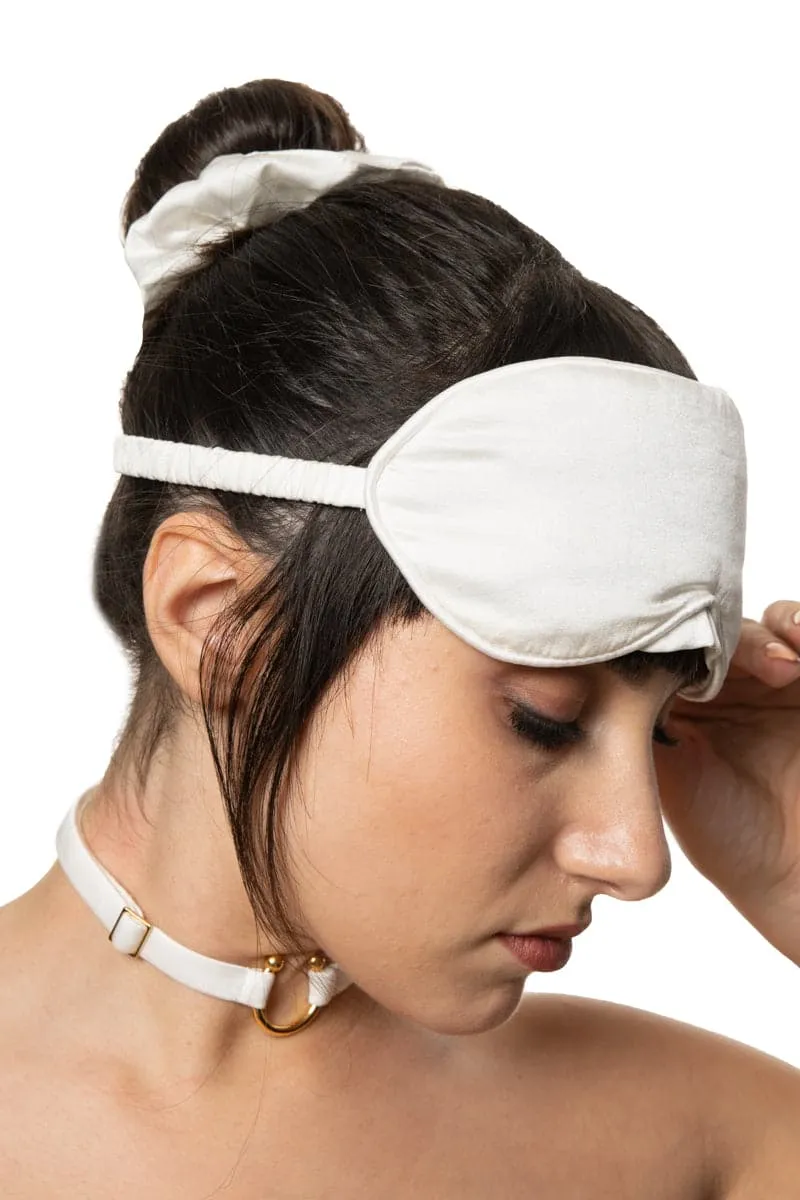 AIYA SAGE AND IVORY SCRUNCHIE AND EYE MASK SET