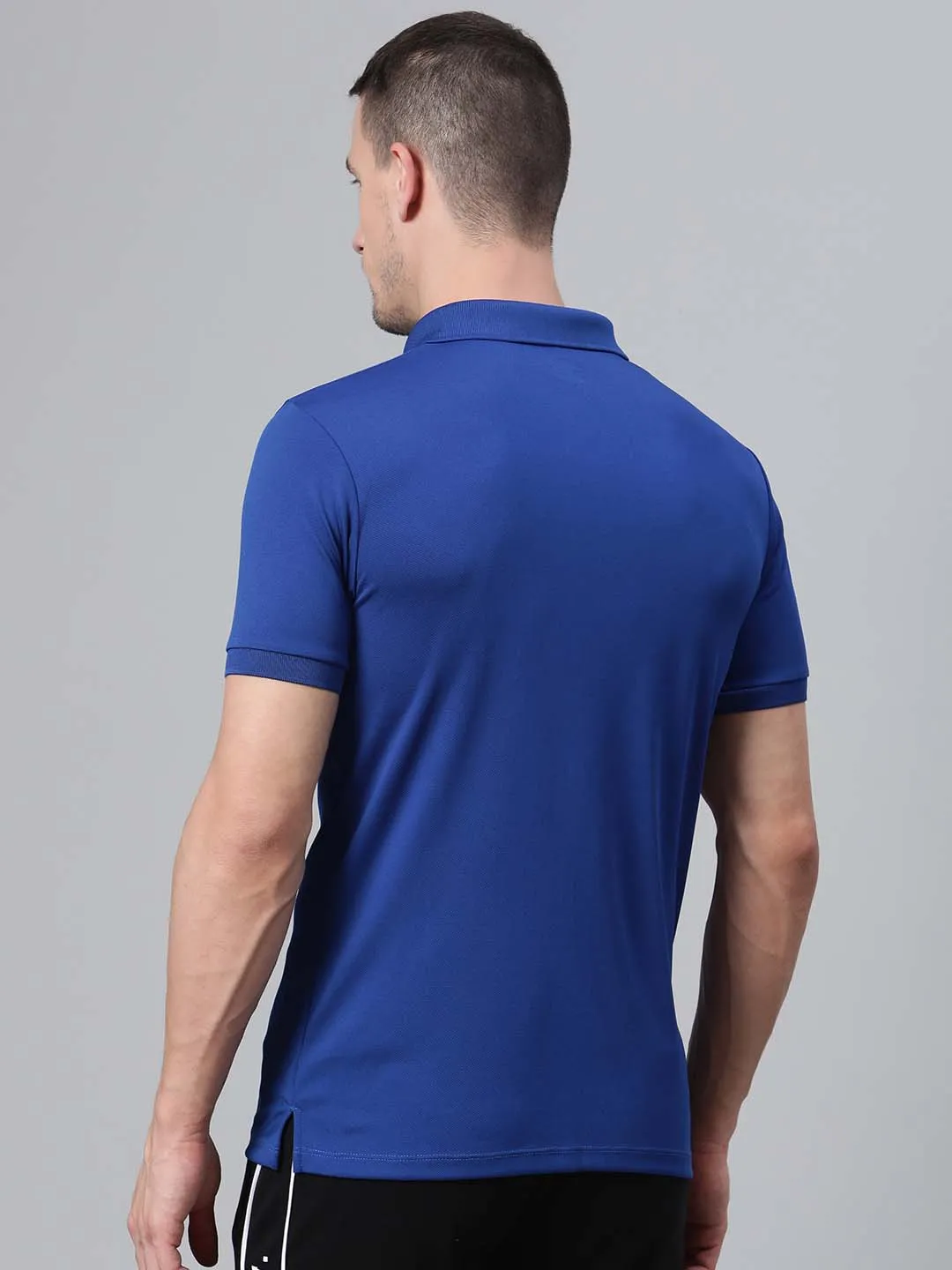 Alcis Men Blue Solid Polo Collar Badminton T-shirt