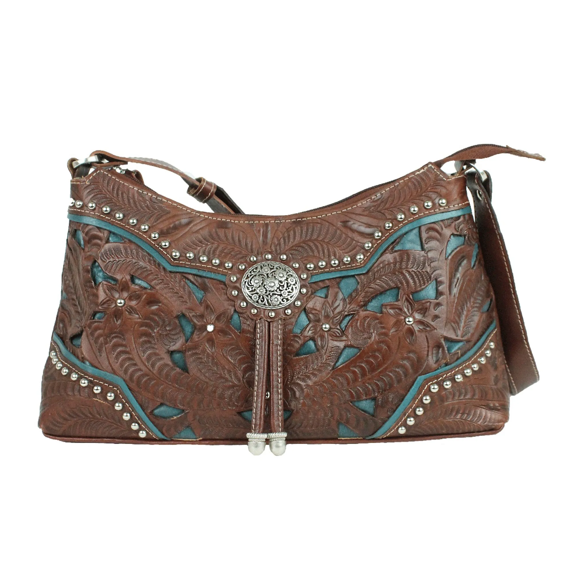 American West Lady Lace Antique/Marine Leather Event Bag