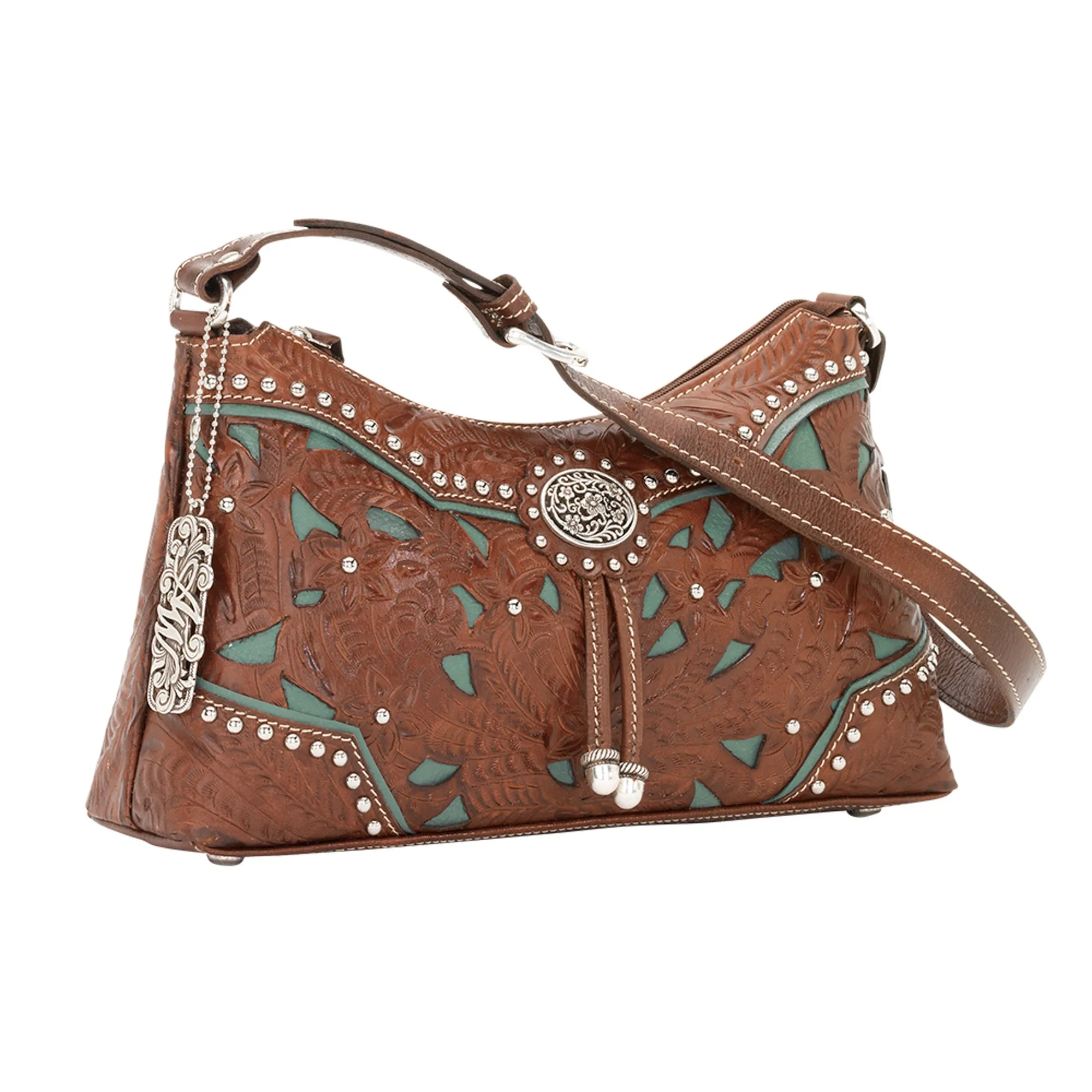 American West Lady Lace Antique/Marine Leather Event Bag