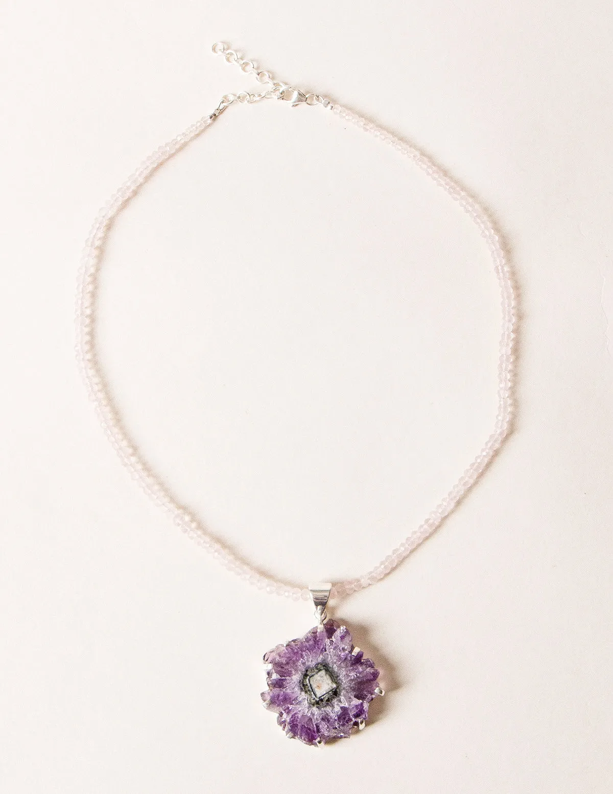 Amethyst Stalactite Rose Quartz Necklace - One Of A Kind