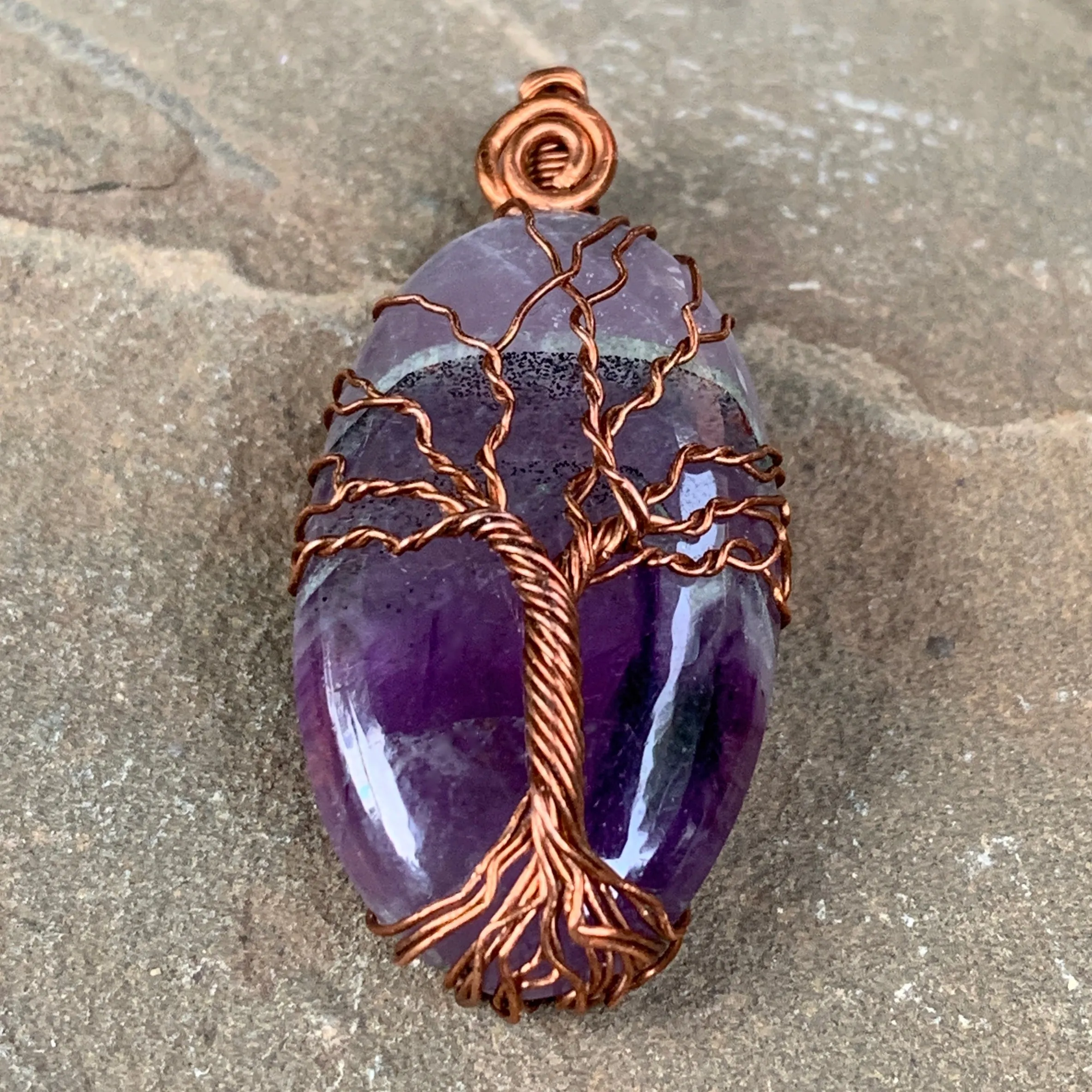 Amethyst Tree of Life Pendant in Copper