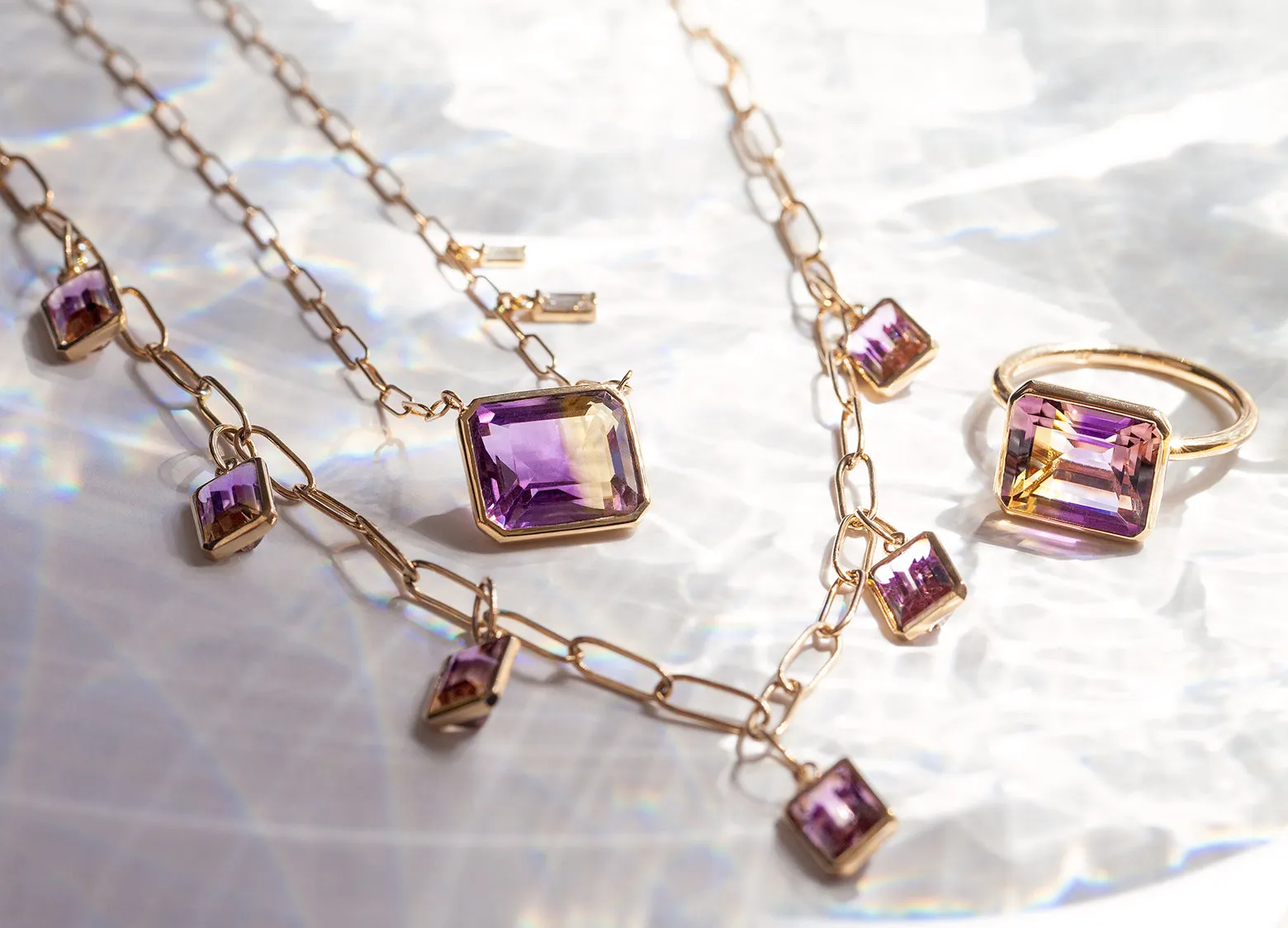 Ametrine Dangling Charm Necklace (Ready to Ship)