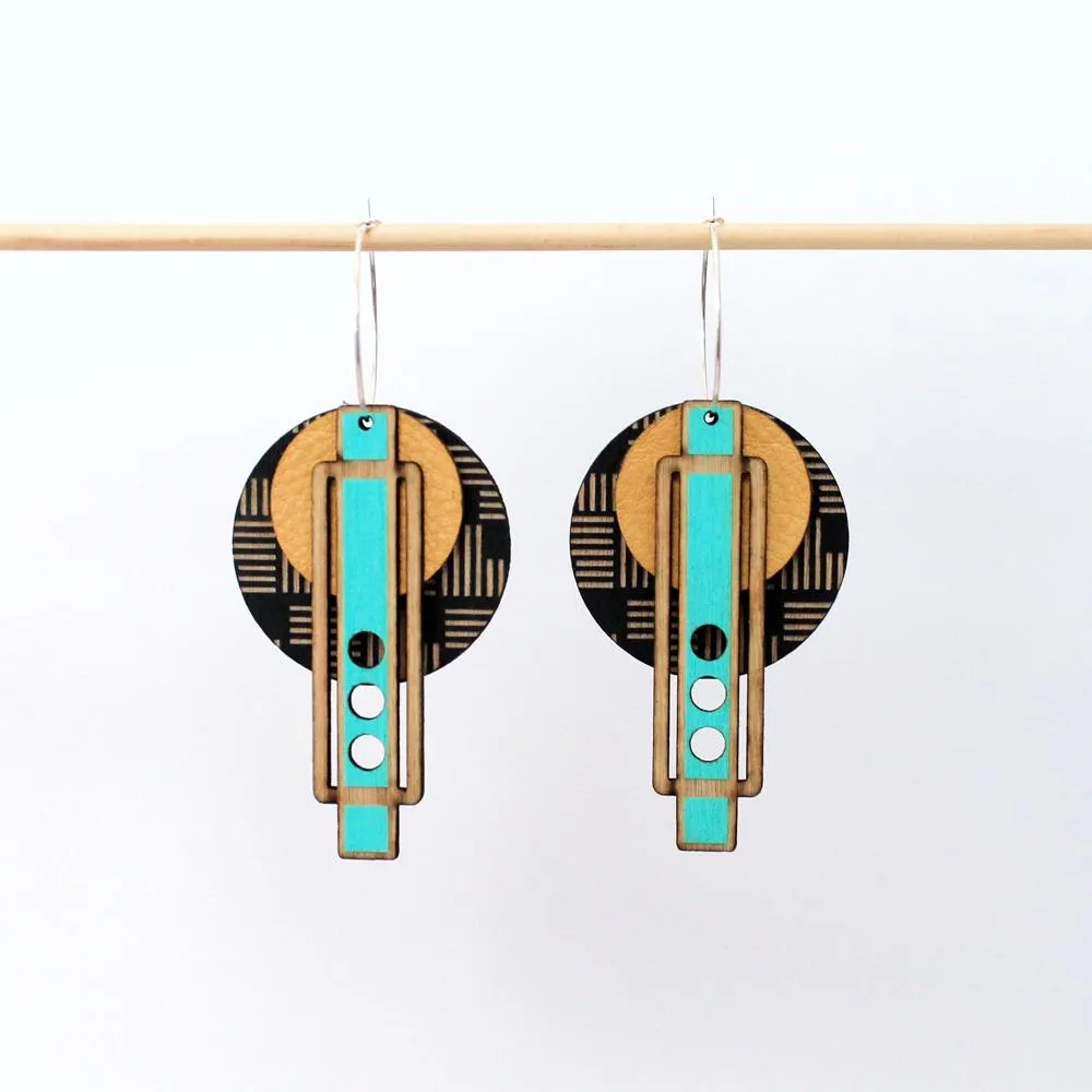 Architectural Lightweight Leather   Birch earring: Wright