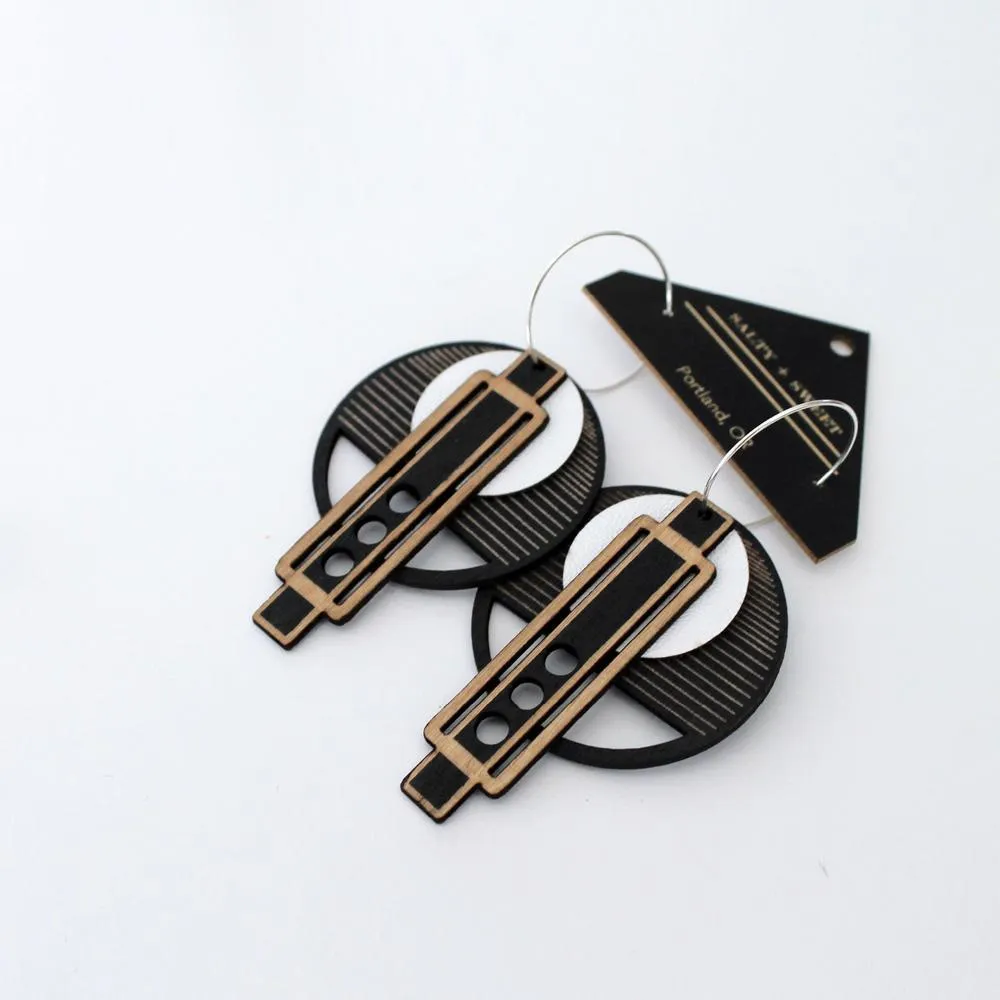 Architectural Lightweight Leather   Birch earring: Wright