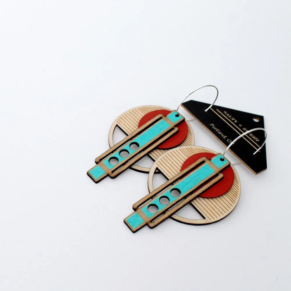 Architectural Lightweight Leather   Birch earring: Wright