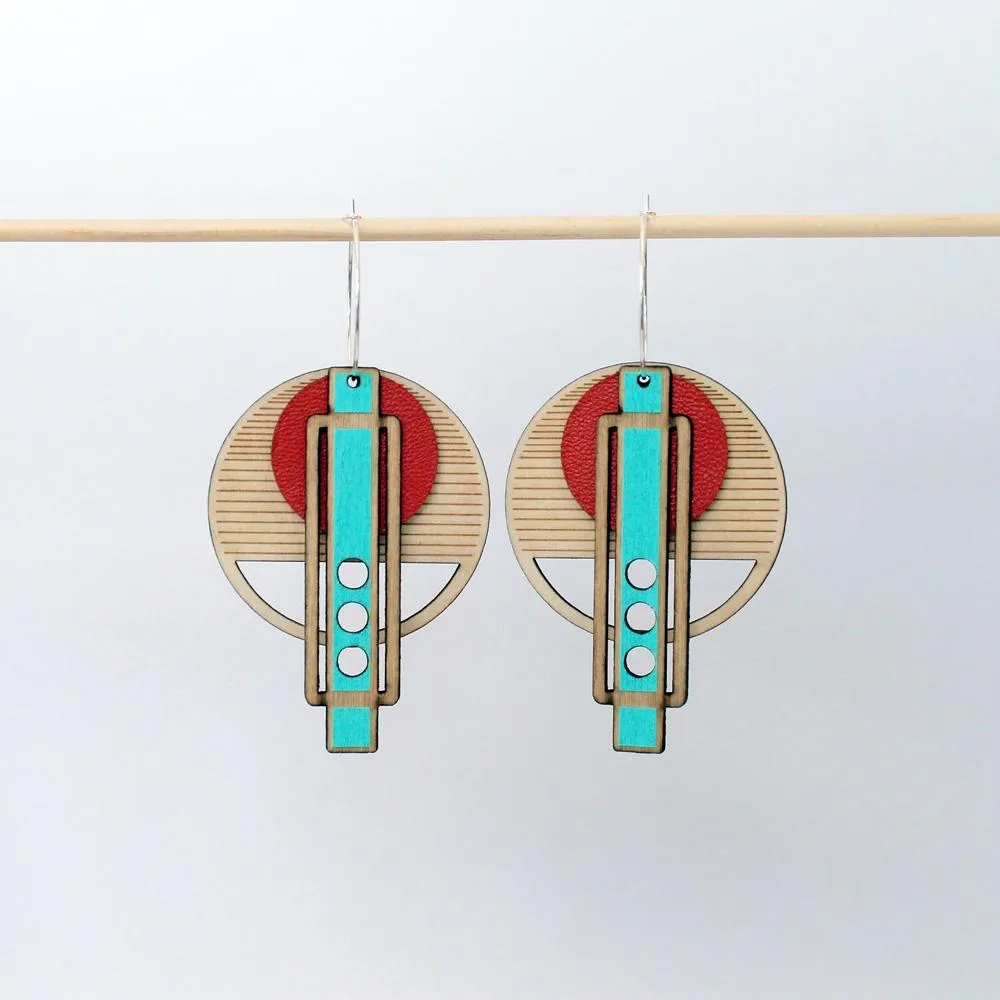 Architectural Lightweight Leather   Birch earring: Wright