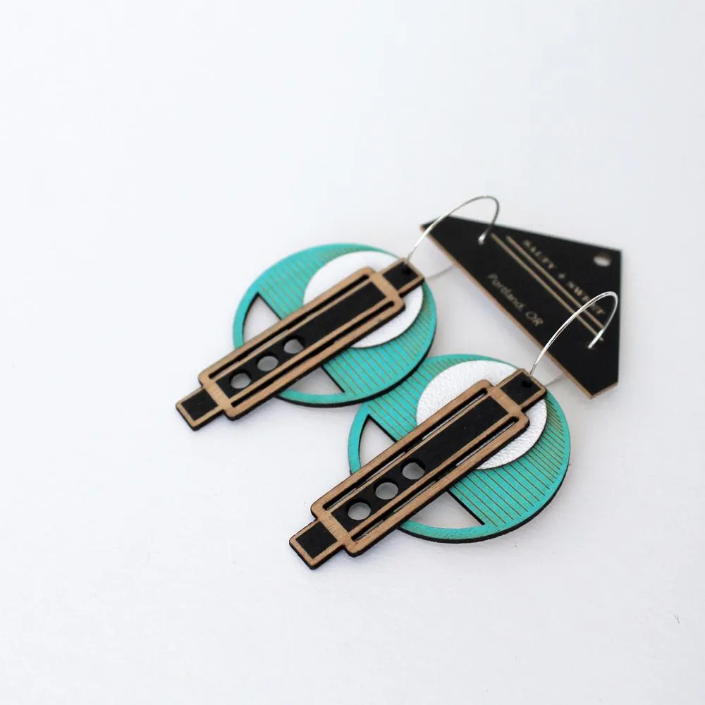 Architectural Lightweight Leather   Birch earring: Wright