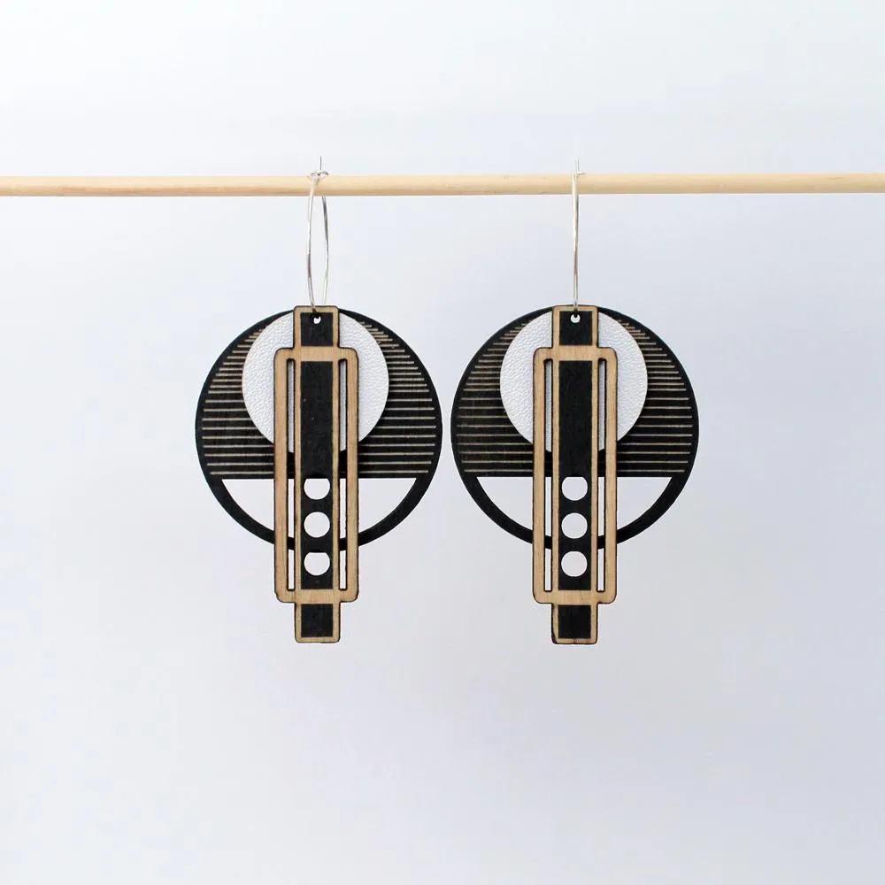 Architectural Lightweight Leather   Birch earring: Wright