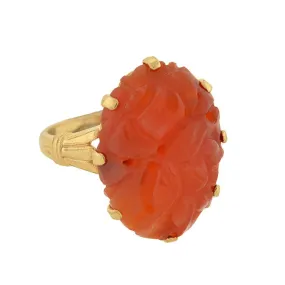 Art Deco 10kt Carved Carnelian Ring