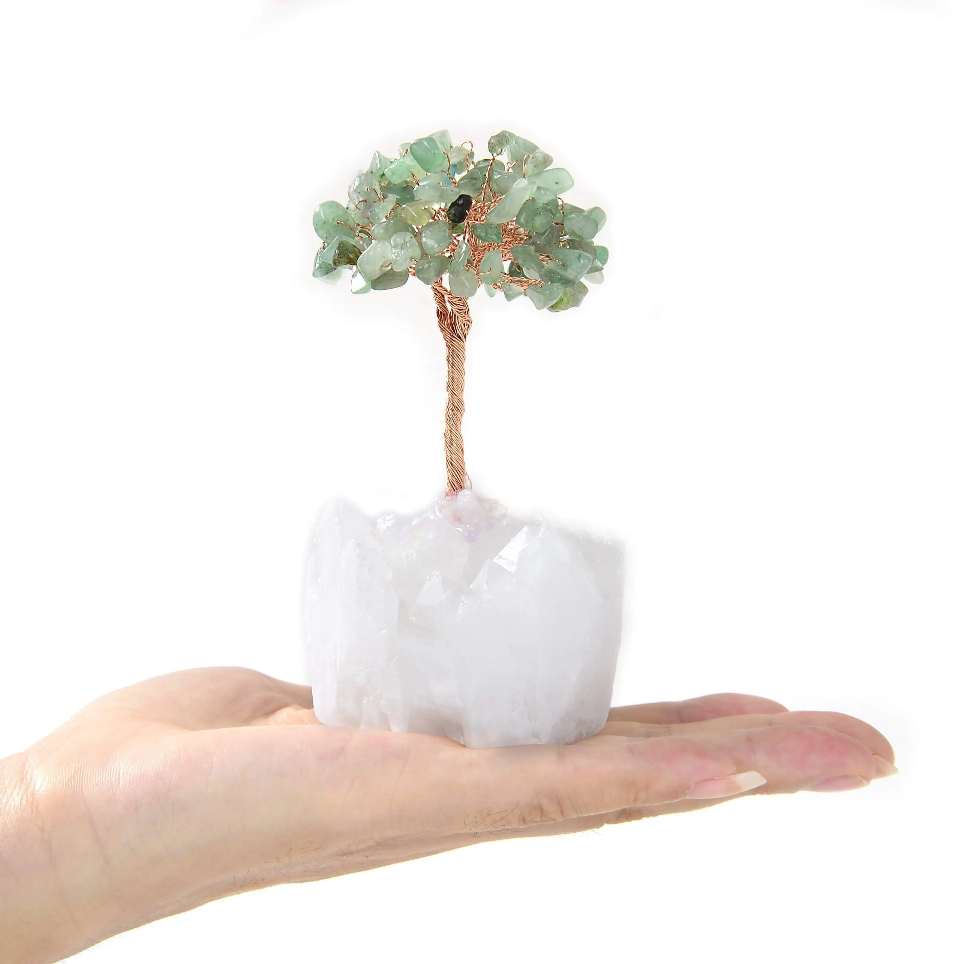 Aventurine Natural Gemstone Tree of Life with Quartz Base