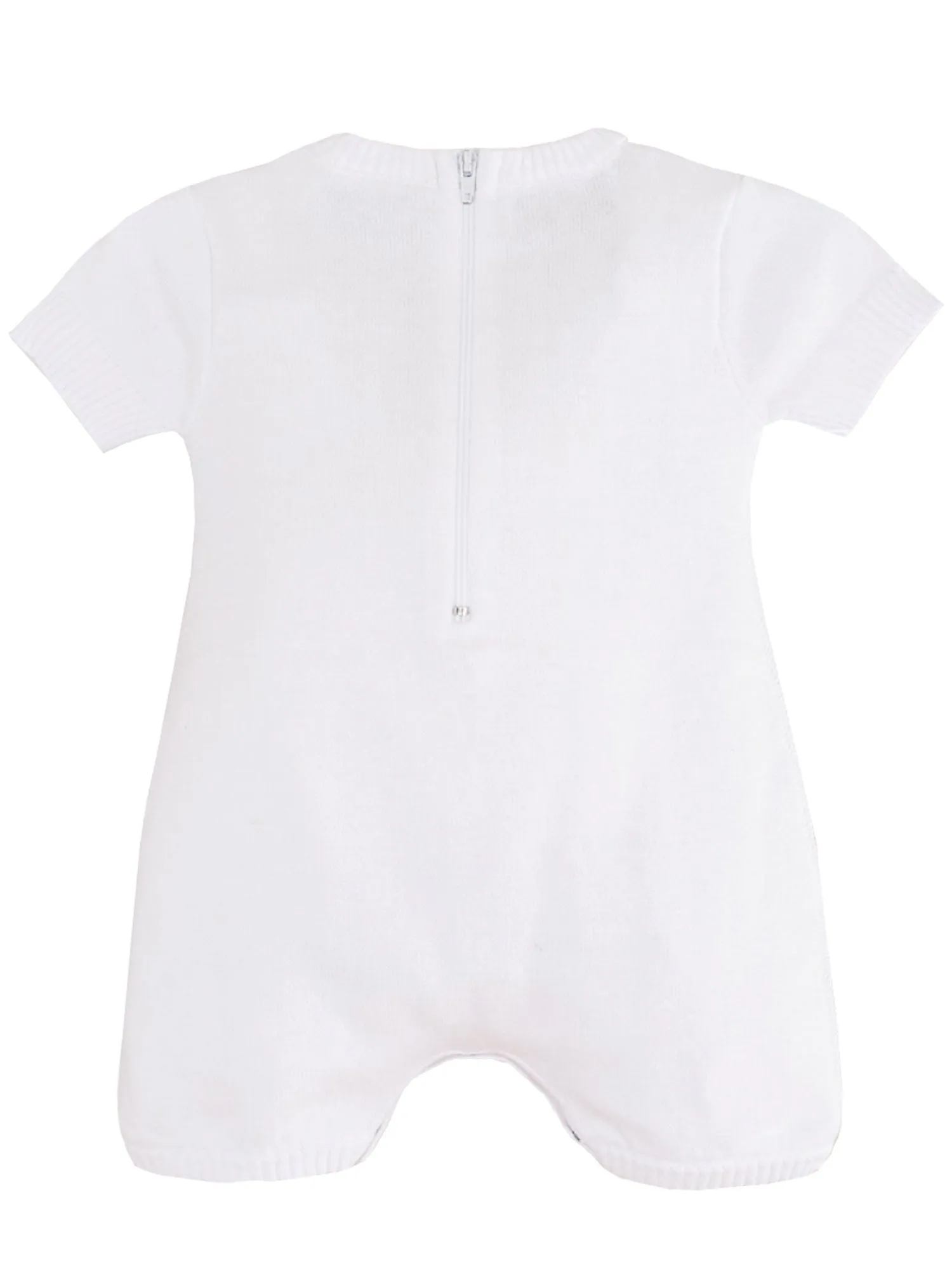 Baby Boys White Short Knit Baptism Christening Romper Newborn-24M