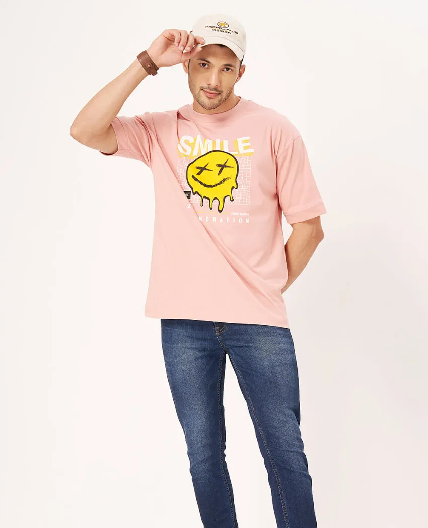 Baby Pink Round Neck Oversized T-Shirt