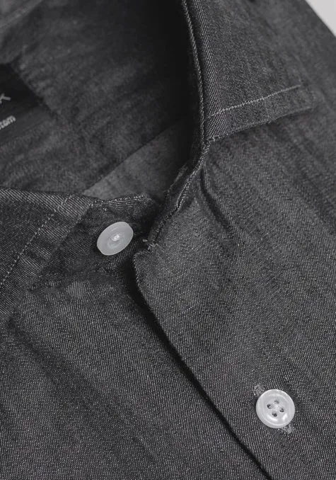 Black Denim Rinse Wash Shirt