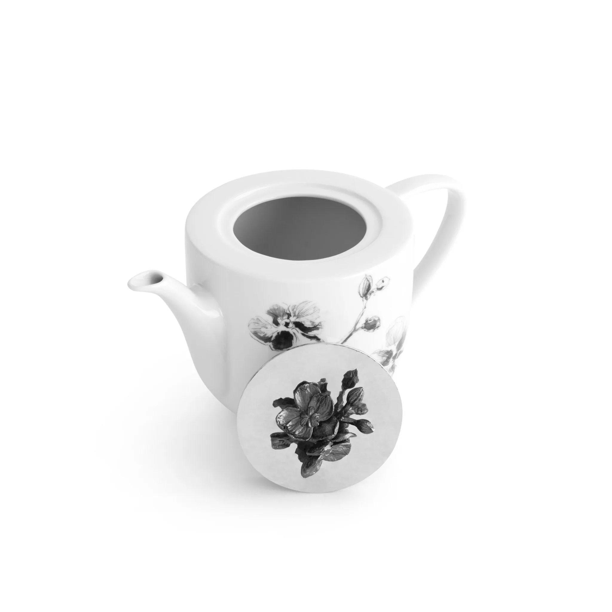 Black Orchid Porcelain Teapot